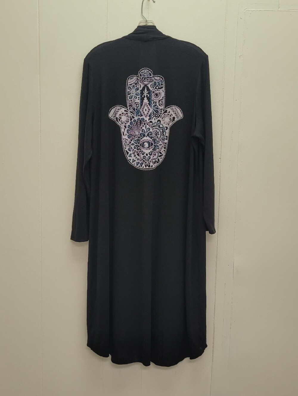 Wet Seal Hamsa Hand Long Sleeve Duster Cardigan